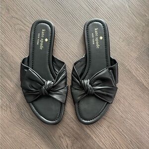 Kate Spade NWOB Black Bow Slide Sandals Sz 7.5